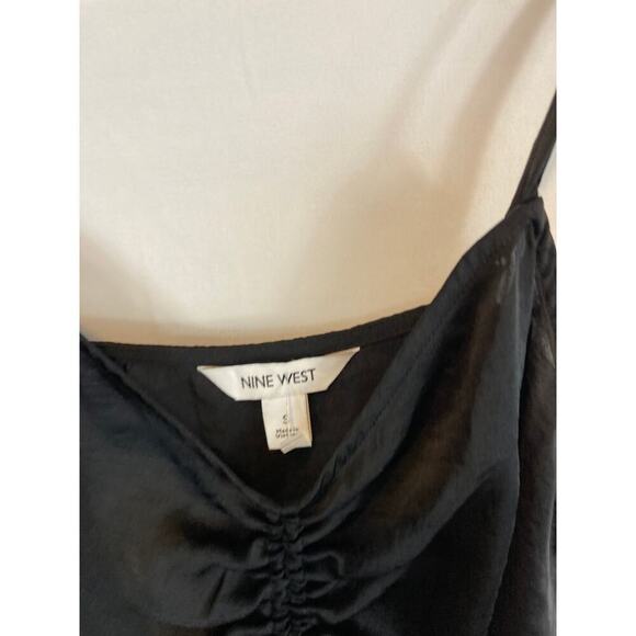 Nine West Ruched Center Satin Tank black Size Small - Picture 5 of 9
